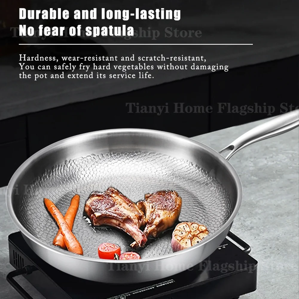 Titanium Stainless Steel Frying Pan 22–30cm – Non-Stick Skillet - Image 3