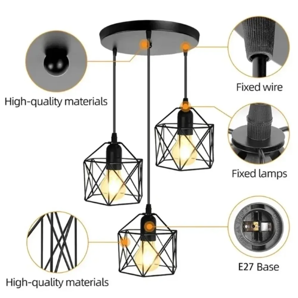 Industrial Pendant Light 1/3 Heads – Black Adjustable Hanging Lamp - Image 5